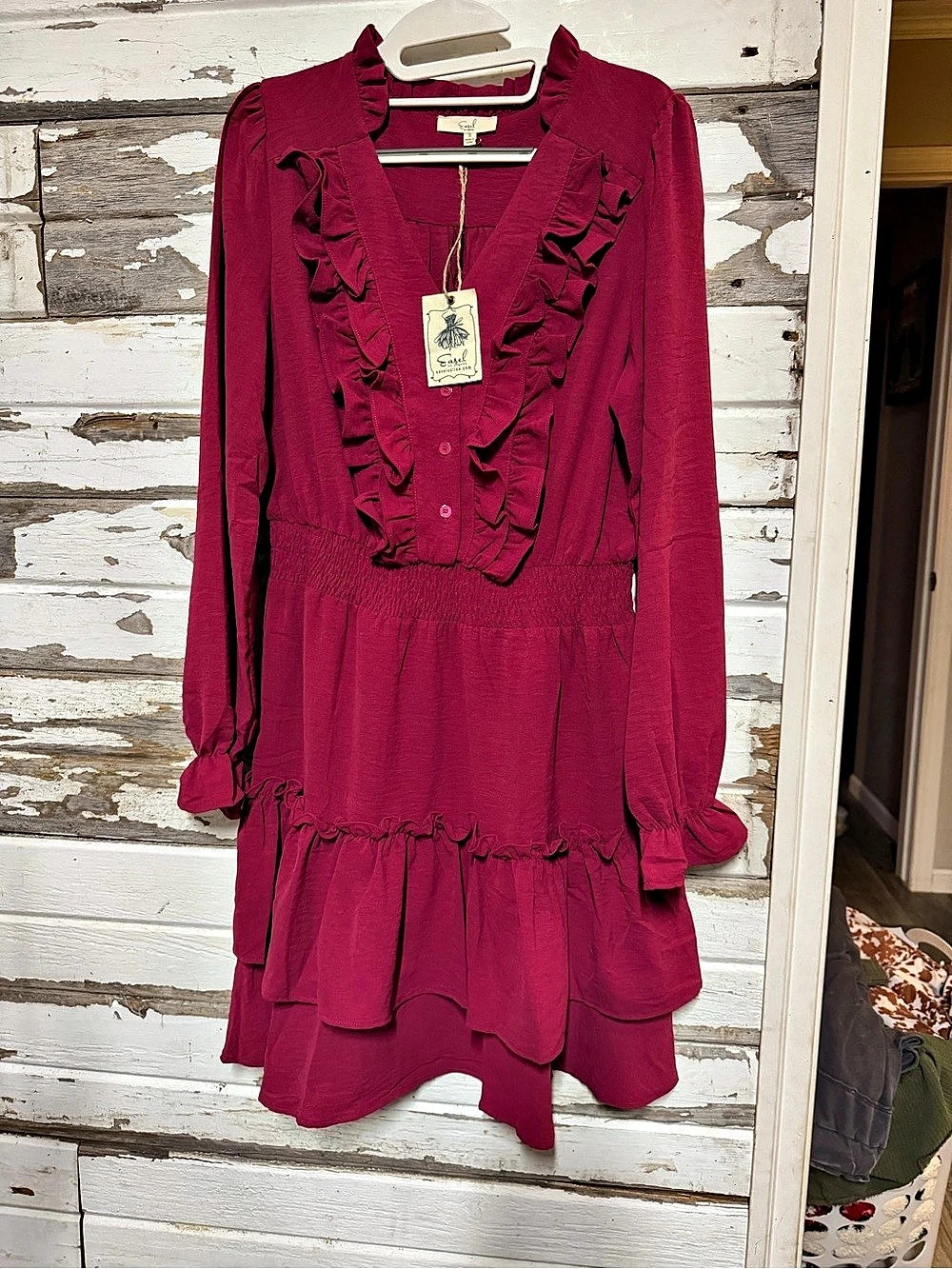 Easel Los Angeles Ruffle Mini Dress in Pink Size Small NWT